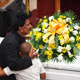Mourners gather during a funeral service for Eric Garner held at Bethel Baptist Church on July 23, 2014, in the Brooklyn borough of New York City. Garner, 43, died after police put him in a choke hold outside a convenience store on Staten Island for illegally selling cigarettes.
James Keivom-Pool/Getty Images